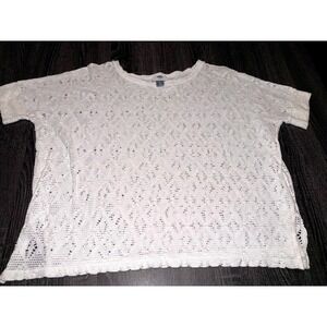 Old Navy White Crochet Knit Short Sleeve Top Women's Size S